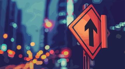 View of turn right sign in city closeup Vector illustration - obrazy, fototapety, plakaty