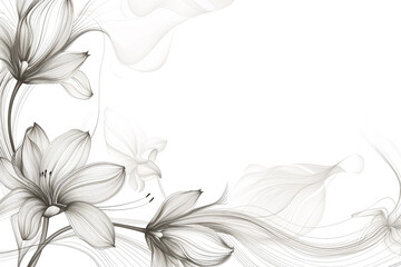 Flowing line art abstract floral design modern and chic on pure white - obrazy, fototapety, plakaty