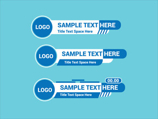 Lower third design template. Set of lower third banners and bars for news and videos.