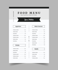 Restaurant Menu, Food Menu Flyer, Classy Restaurant Menu Template, Fast food, Flyer Design