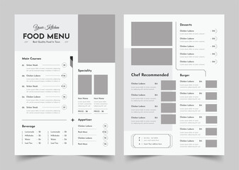 Restaurant Menu Design Template layout Vintage style