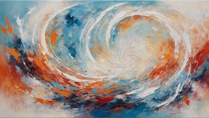 Soothing abstract painting with swirls in various shades of blue. Tranquility and flow in art.