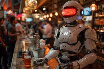Robot working in bar