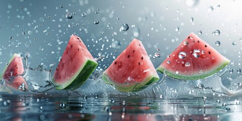 Refreshing Watermelon Splash in Crystal Clear Water
