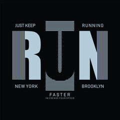 Vector illustration on a theme of marathon and running in New York City, Brooklyn. Sport typography, t-shirt graphics, poster, print, run, banner, flyer, postcard.eps