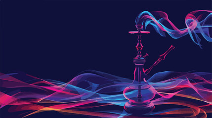 Hookah with fume on dark background Vector illustration