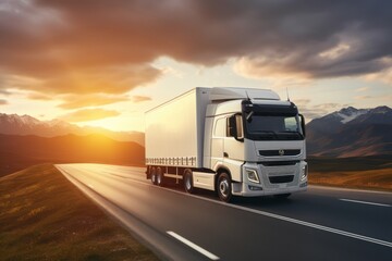Cargo truck with morning light - obrazy, fototapety, plakaty