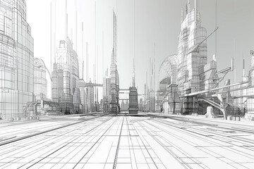 future city structure using wireframe