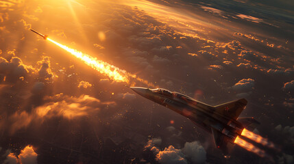 fighter plane shooting Missile 