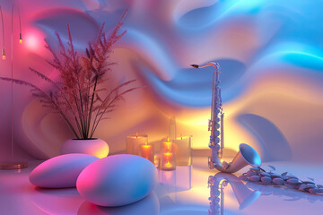 Serenade of Light and Shadows. Music background 3D