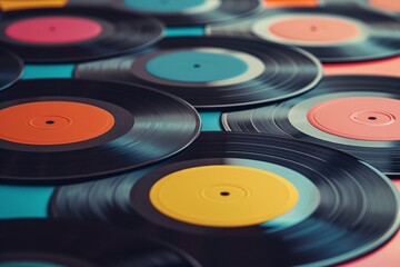 a group of vinyl records