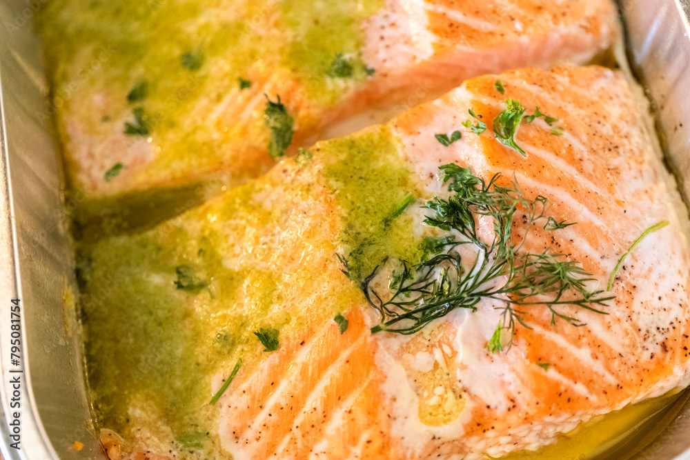 Wall mural Buttery Baked Salmon: An Oven-Baked Delight