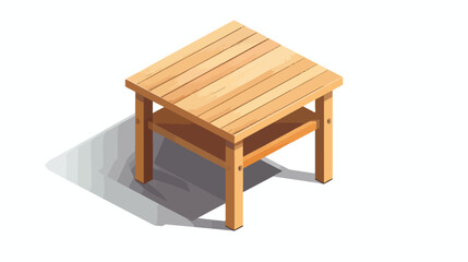 Wooden square table with shelf in isometric 