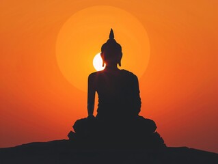 a silhouette of a person sitting on a rock with a sunset behind them