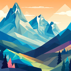 Colorful Digital Mountain Landscape