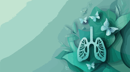 World Asthma Day card 7 may. Paper art Vector illustration