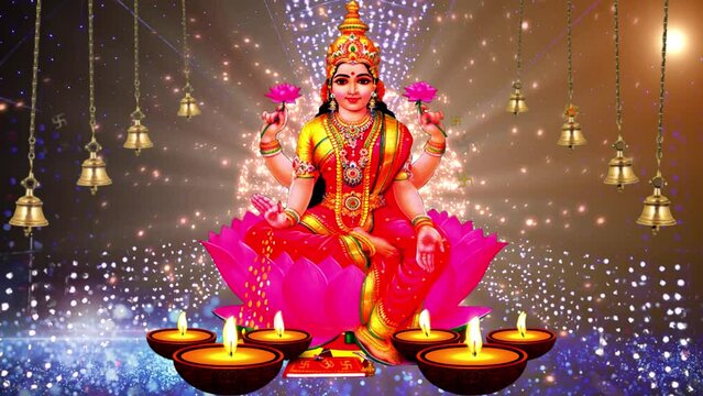 Lakshmi pujan - godess laxmi idol, Copper Kalash, coconut with Red accounting note book and haldi kumkum, laxmi mata ji religious goddess,	