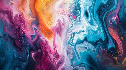 A symphony of liquid hues cascades across the canvas, creating a mesmerizing dance of vibrant...