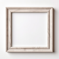 small photo frame with white center, wooden thin frame on white background сreated with Generative Ai