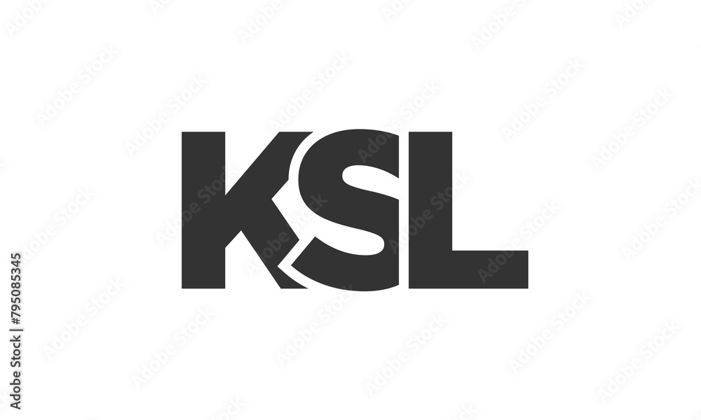 Poster ksl logo design template with strong and modern bold text. initial based vector logotype featuring s