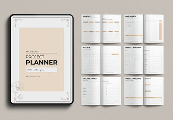 Digital Weekly Planner Template Design Layout - obrazy, fototapety, plakaty