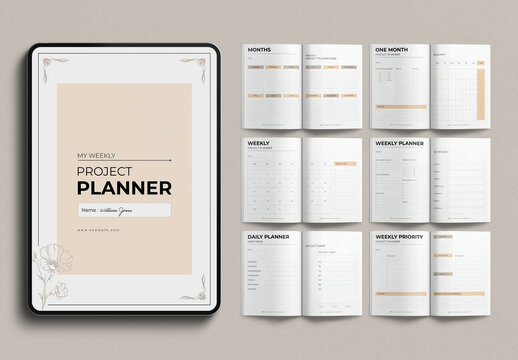 Digital Weekly Planner Template Design Layout