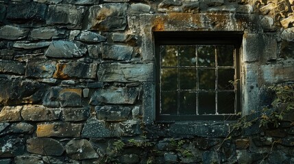 Fototapeta na wymiar Close up image of a stone wall and window