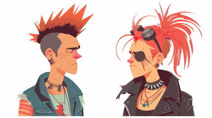 Young man and woman with mohawk hairstyle