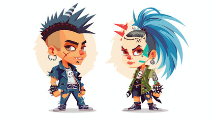 Young man and woman with mohawk hairstyle