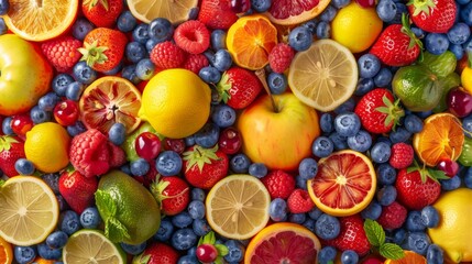 Fototapeta na wymiar A vibrant display of fresh fruits