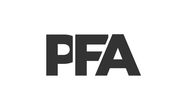 PFA logo design template with strong and modern bold text. Initial based vector logotype featuring simple and minimal typography. Trendy company identity.