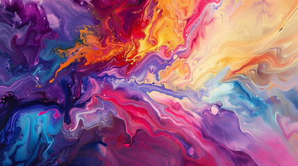 Fototapeta na wymiar A symphony of liquid hues cascades across the canvas, creating a mesmerizing dance of vibrant abstraction.