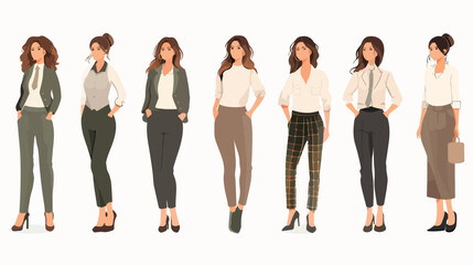 Fototapeta na wymiar Young woman in different office outfit businesswoman