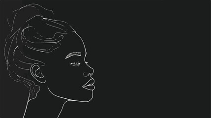 Young Woman silhouette with in simple minimal linear