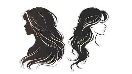 Young Woman silhouette with long hair in simple