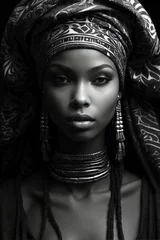Papier peint photo  Black and White Photo of Woman with Hood on Head  © alexx_60