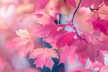 pink autumn leave background generative ai