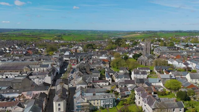 Aerial view over the town of South Molton in Devon