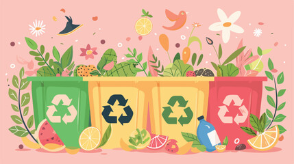 Zero waste concept illustration with different elemen