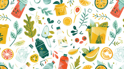 Zero waste concept seamless pattern with different el
