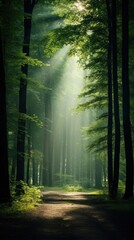 Obraz premium Forest sunlight green landscape