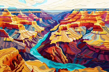 Grand Canyon in paper cut art layers of history and natural beauty a USA landmark treasure