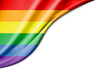 rainbow flag or LGBTQ, with a white background and copy space for text. 3d illustration.