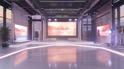 Experience a Grand Media Studio with National GDP Trends on Display