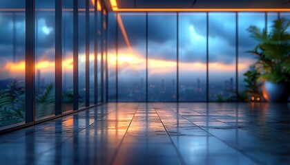 Fototapeta premium Blurred glass wall of modern business office building 