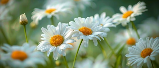 Field of White Daisies With Yellow Centers