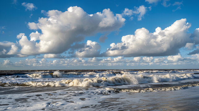Sea coast in Noordwijk Netherlands Europe. --