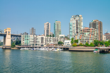 Vancouver, Canada - August 10, 2017: Landscape of Granville Island on a sunny summer day