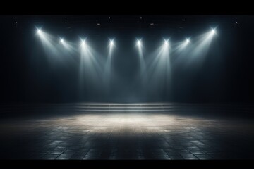 Stage with illuminated spotlights lighting entertainment architecture