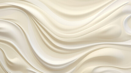 Background of waves of flowing white and cream paint.